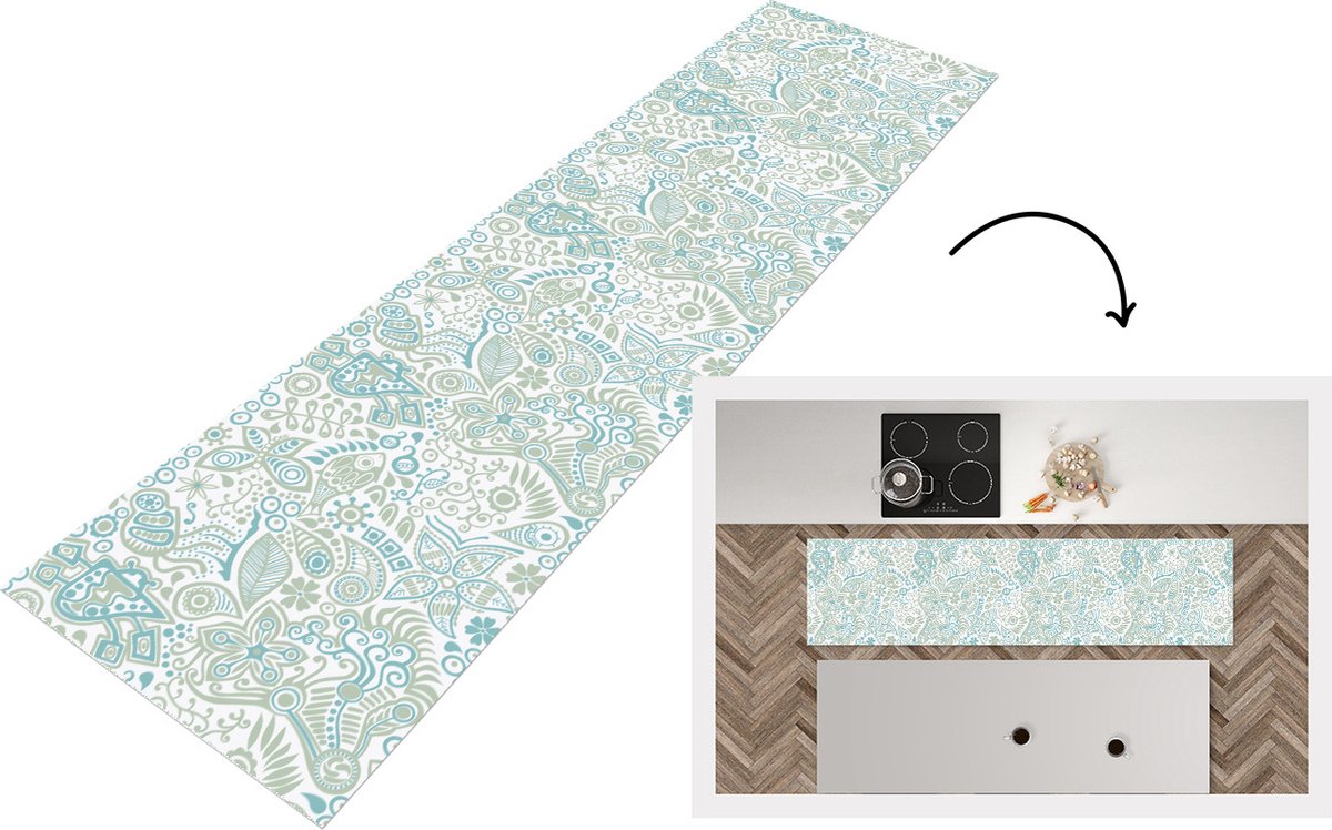 KitchenYeah Keukenloper - Loper keuken - Vlinders - Patronen - Abstract - 240x60 cm - Keukenloper vinyl Multicolor