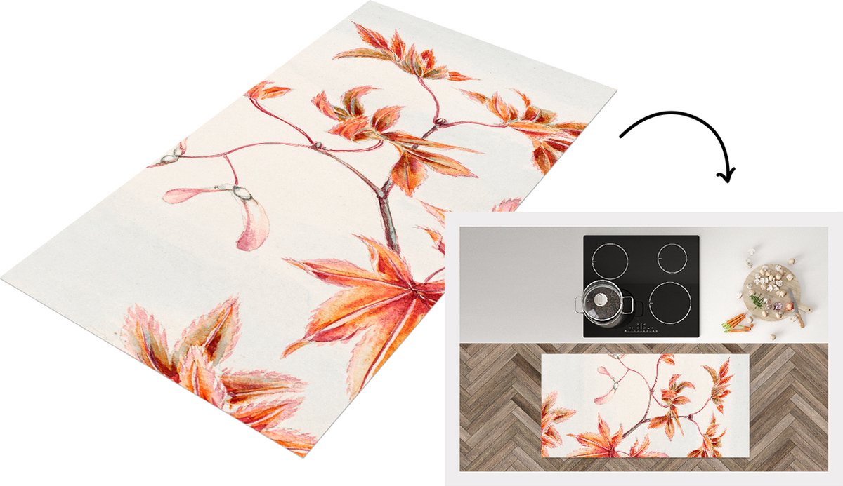 KitchenYeah Keukenloper - Loper keuken - Japanse esdoorn - Vintage - Japan - 120x60 cm - Keukenloper vinyl Multicolor