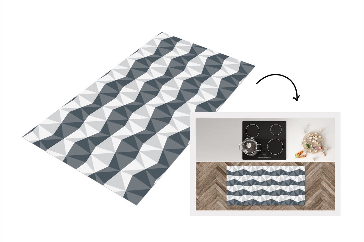KitchenYeah Keukenloper - Loper keuken - Zebra - Geometrie - Patronen - 120x60 cm - Keukenloper vinyl Multicolor