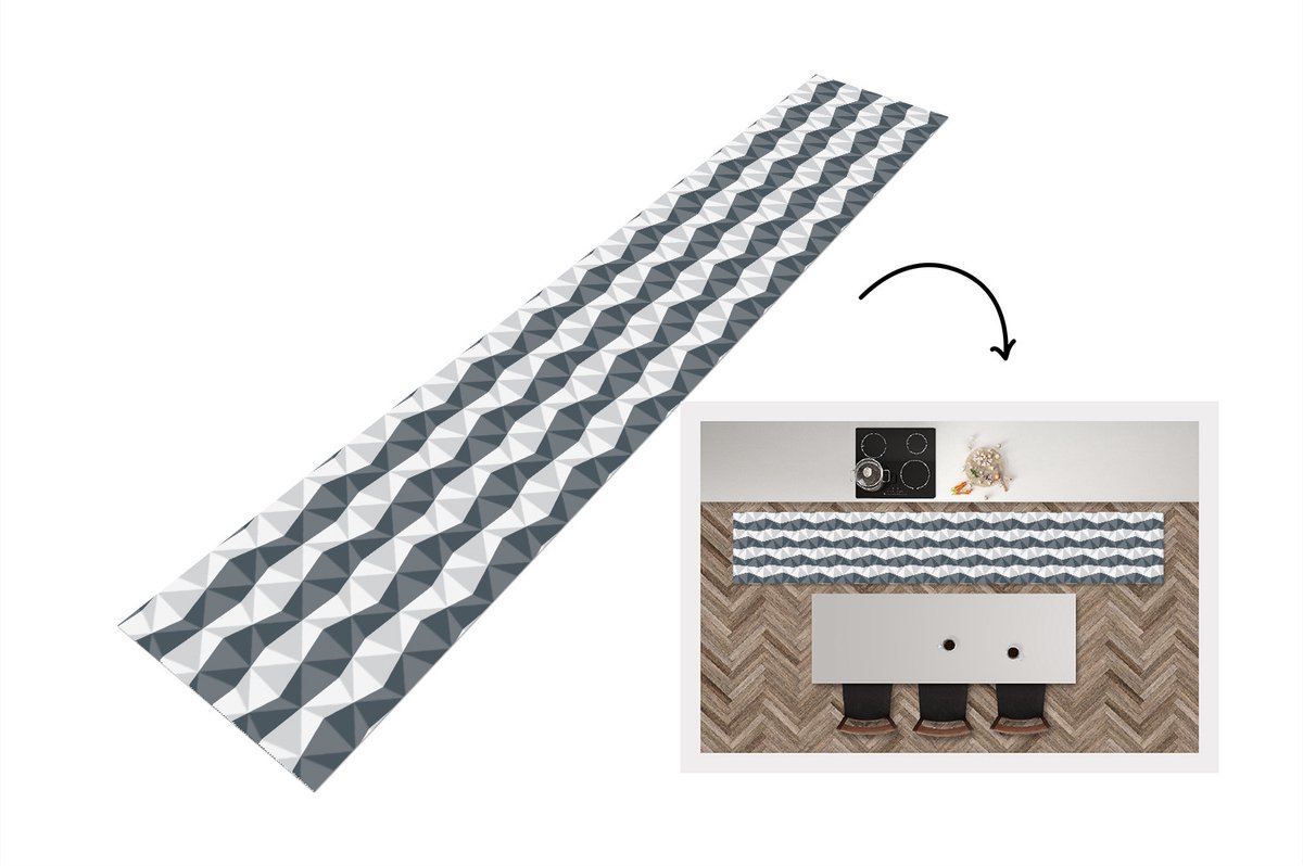 KitchenYeah Keukenloper - Loper keuken - Zebra - Geometrie - Patronen - 300x50 cm - Keukenloper vinyl Multicolor
