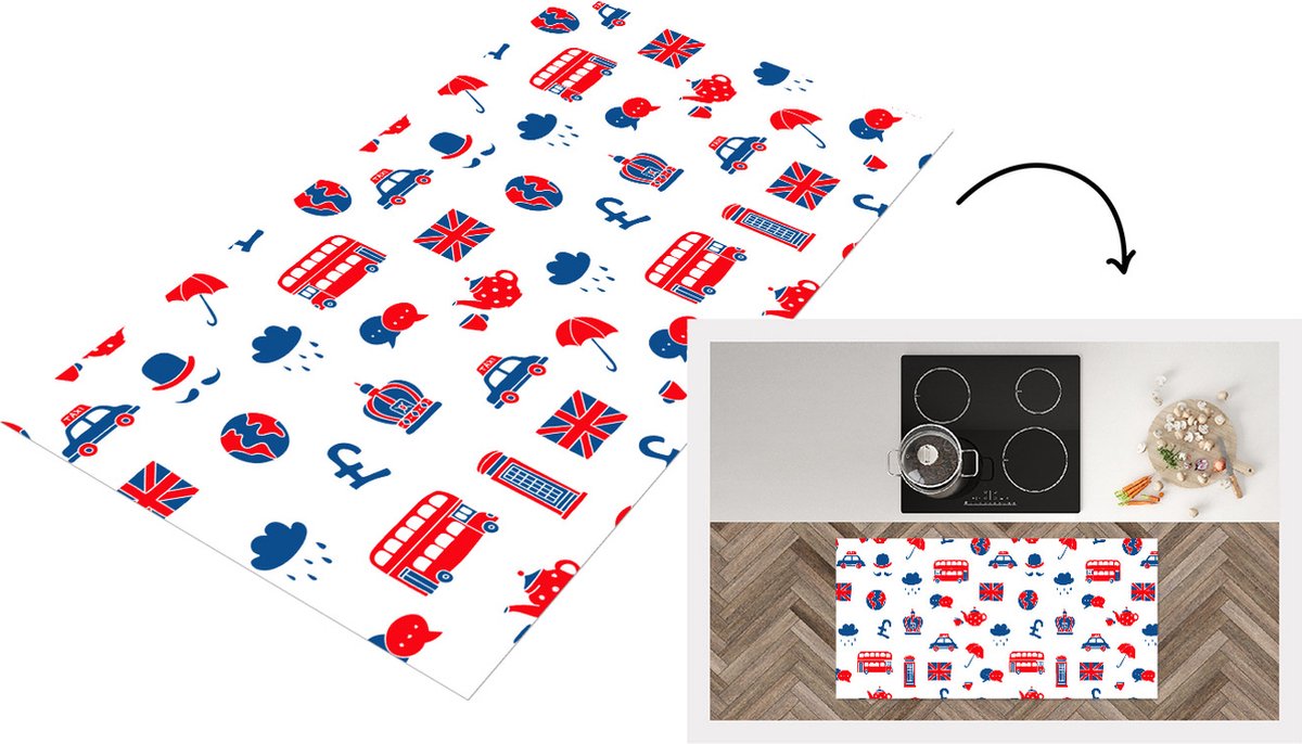 KitchenYeah Keukenloper - Loper keuken - Engeland - Patronen - Londen - 120x60 cm - Keukenloper vinyl Multicolor