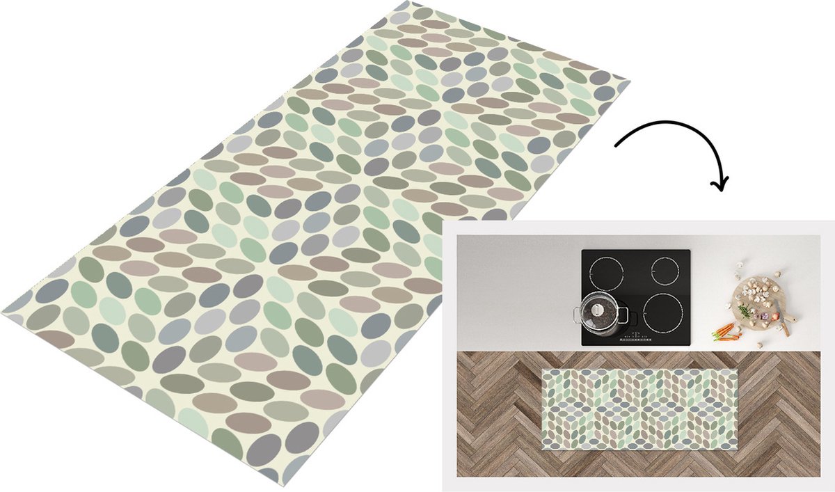 KitchenYeah Keukenloper - Loper keuken - Vintage - Stippen - 3D - Patroon - 120x50 cm - Keukenloper vinyl Multicolor