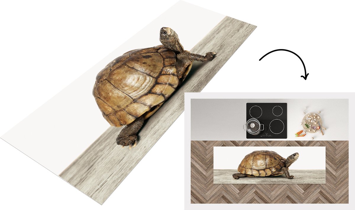 KitchenYeah Keukenloper - Loper keuken - Babykamer - Schildpadje - Kinderkamer - 180x60 cm - Keukenloper vinyl Multicolor