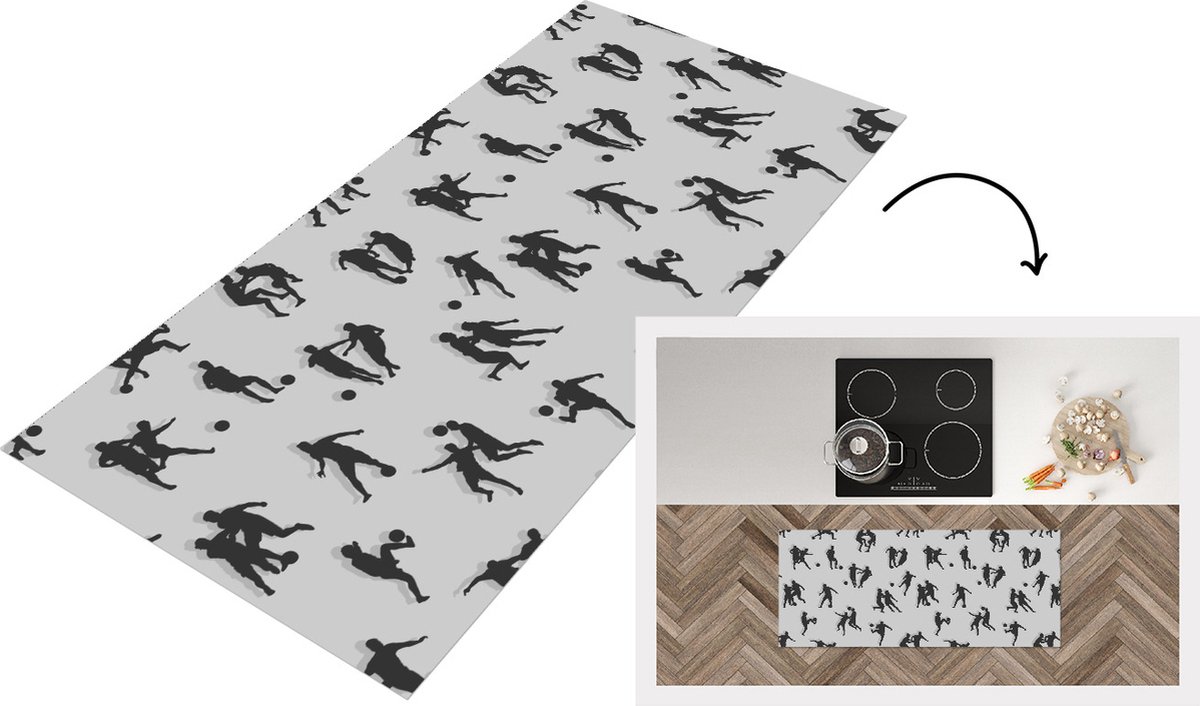 KitchenYeah Keukenloper - Loper keuken - Sport - Voetbal - Patronen - 120x50 cm - Keukenloper vinyl Multicolor