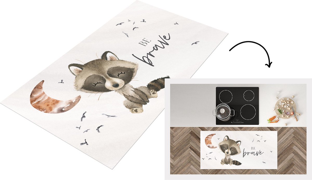 KitchenYeah Keukenloper - Loper keuken - Quotes - Spreuken - Kinderen - Be brave - 120x60 cm - Keukenloper vinyl Multicolor
