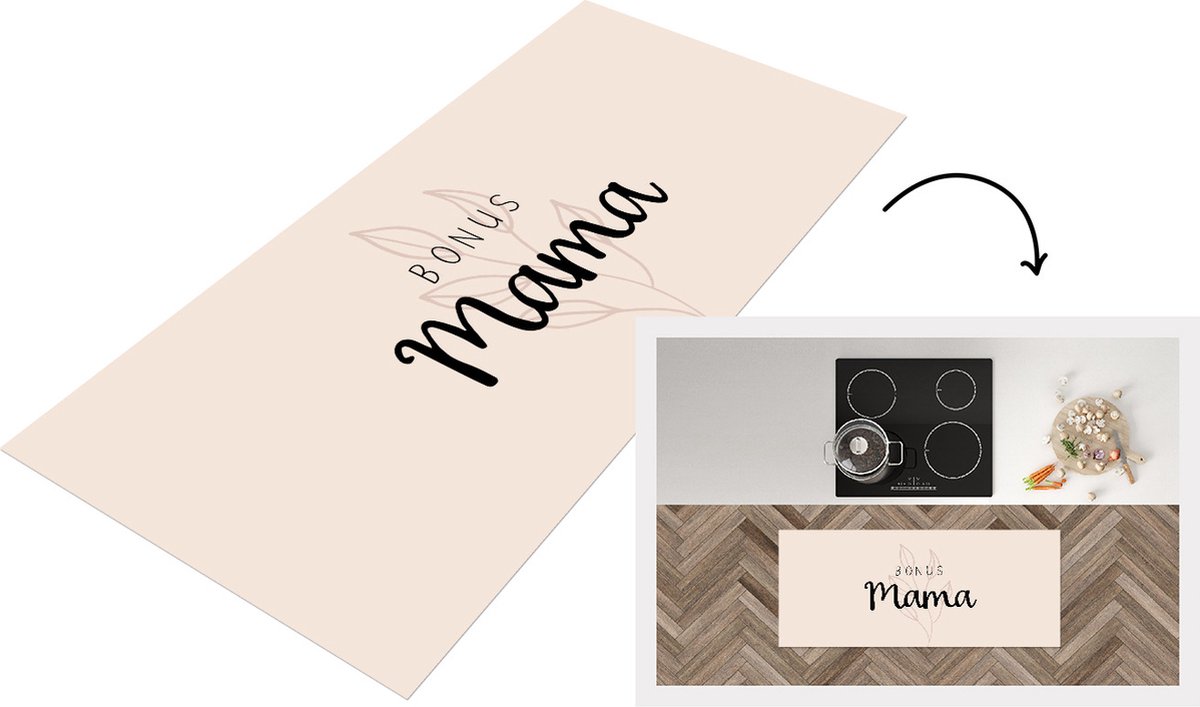KitchenYeah Keukenloper - Loper keuken - Bonus mama - Moeder - Spreuken - Quotes - 120x50 cm - Keukenloper vinyl Multicolor