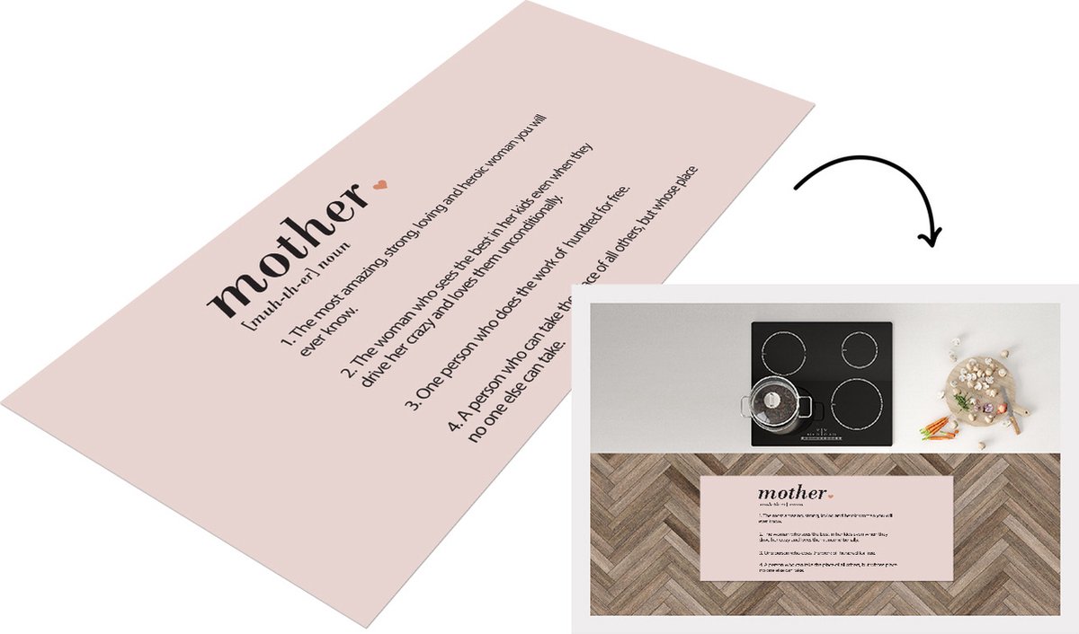 KitchenYeah Keukenloper - Loper keuken - Moederdag - Mother - Quotes - Moeder cadeau - 120x50 cm - Keukenloper vinyl Multicolor
