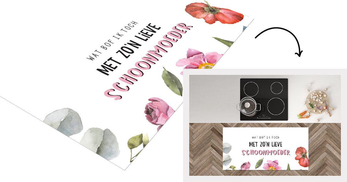 KitchenYeah Keukenloper - Loper keuken - Moederdag cadeautje - Quotes - Schoonmoeder - Moederdag - 120x60 cm - Keukenloper vinyl multicolor
