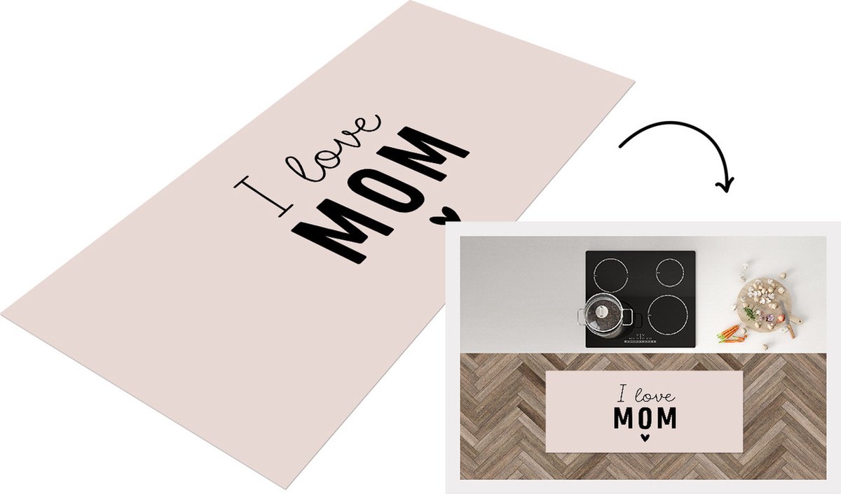 KitchenYeah Keukenloper - Loper keuken - Spreuken - Quotes I Love Mom - Mama - Moederdag - Quotes - 120x50 cm - Keukenloper vinyl Multicolor