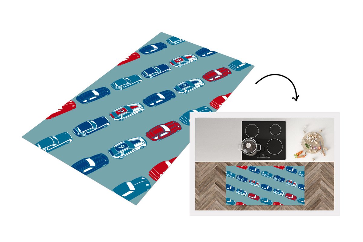 Keukenloper - Loper keuken - Patroon - Auto - Race - 120x60 cm - Keukenloper vinyl