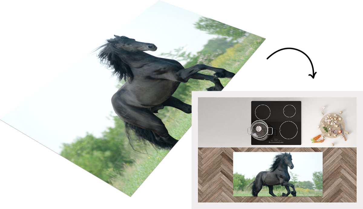 KitchenYeah Keukenloper - Loper keuken - Paard - Zwart - Natuur - Keukenloper vinyl, foto 2