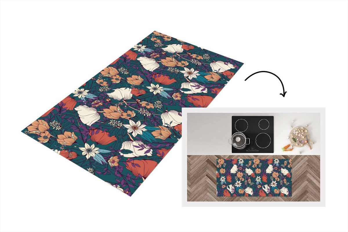KitchenYeah Keukenloper - Loper keuken - Botanisch - Vintage - Bloemen - Keukenloper vinyl multicolor, foto 6