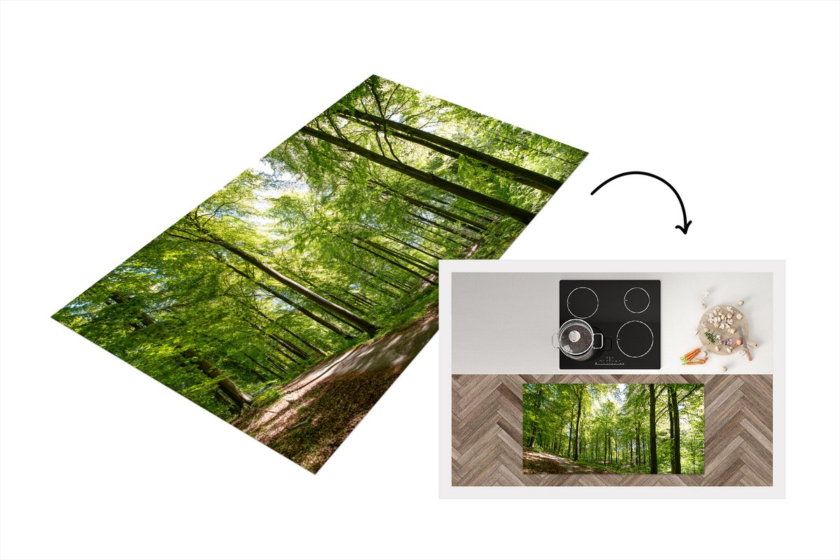 KitchenYeah Keukenloper - Loper keuken - Bos - Zon - Boom - 120x60 cm - Keukenloper vinyl Multicolor