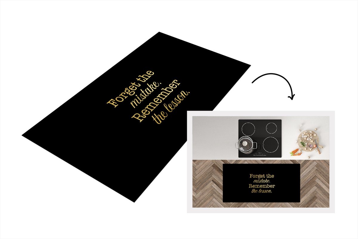 KitchenYeah Keukenloper - Loper keuken - Quotes - Les - Goud - Zwart - Keukenloper vinyl, foto 2