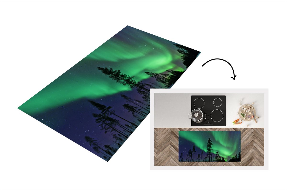 KitchenYeah Keukenloper - Loper keuken - Noorderlicht - Zweden - Boom - 120x60 cm - Keukenloper vinyl Multicolor