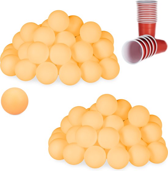 Relaxdays 96x balles de ping-pong - grand jeu de balles de ping-pong - 38 mm - balles de tennis de table