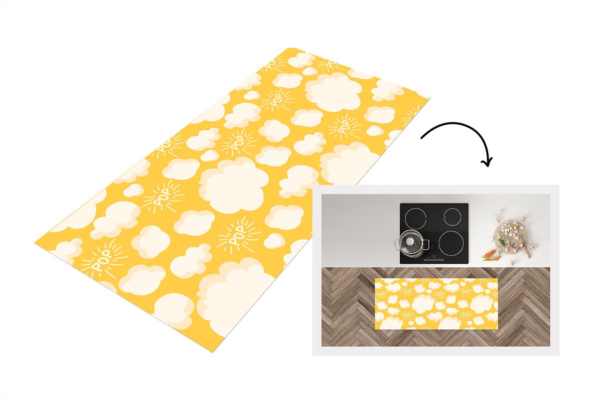 Keukenloper - Loper keuken - Popcorn - Quotes - Patronen - Pop - 120x50 cm - Keukenloper v