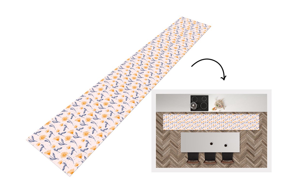 KitchenYeah Keukenloper - Loper keuken - Bloemen - Patronen - Zomer - 300x50 cm - Keukenloper vinyl Multicolor