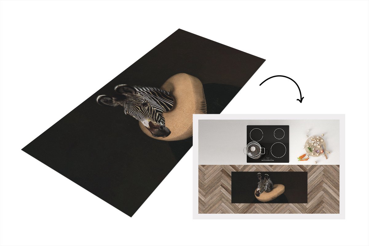 KitchenYeah Keukenloper - Loper keuken - Zebra - Kraag - Dieren - 120x50 cm - Keukenloper vinyl Multicolor