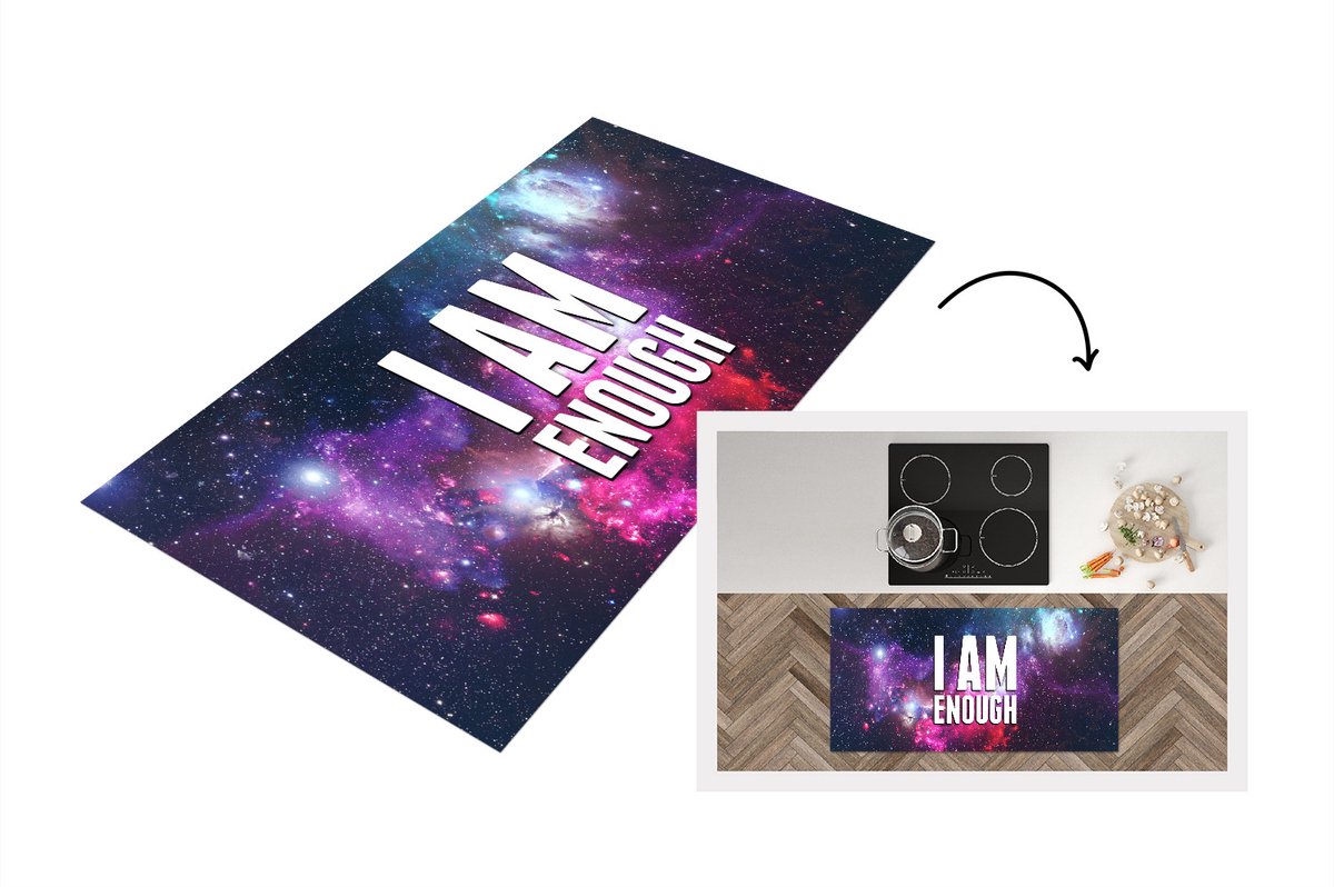 KitchenYeah Keukenloper - Loper keuken - Ruimte - Sterren - Quote - 120x60 cm - Keukenloper vinyl Multicolor