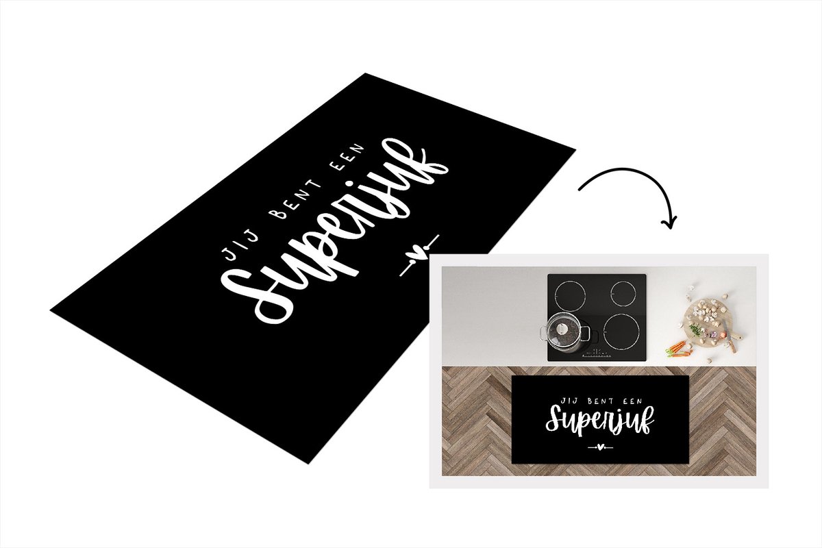 KitchenYeah Keukenloper - Loper keuken - Quotes - Jij bent een superjuf - Spreuken - Juf - 120x60 cm - Keukenloper vinyl Multicolor