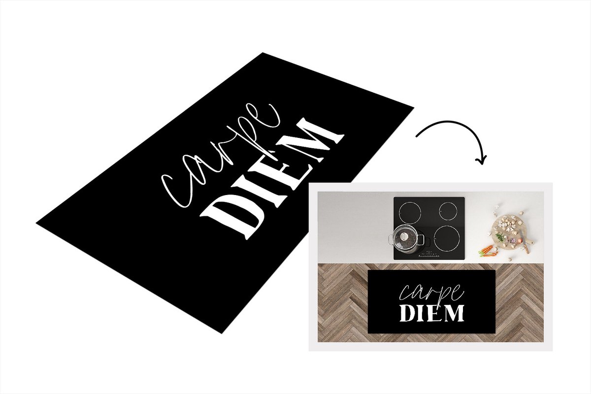 KitchenYeah Keukenloper - Loper keuken - Carpe diem - Quotes - Spreuken - Pluk de dag - 120x60 cm - Keukenloper vinyl Multicolor
