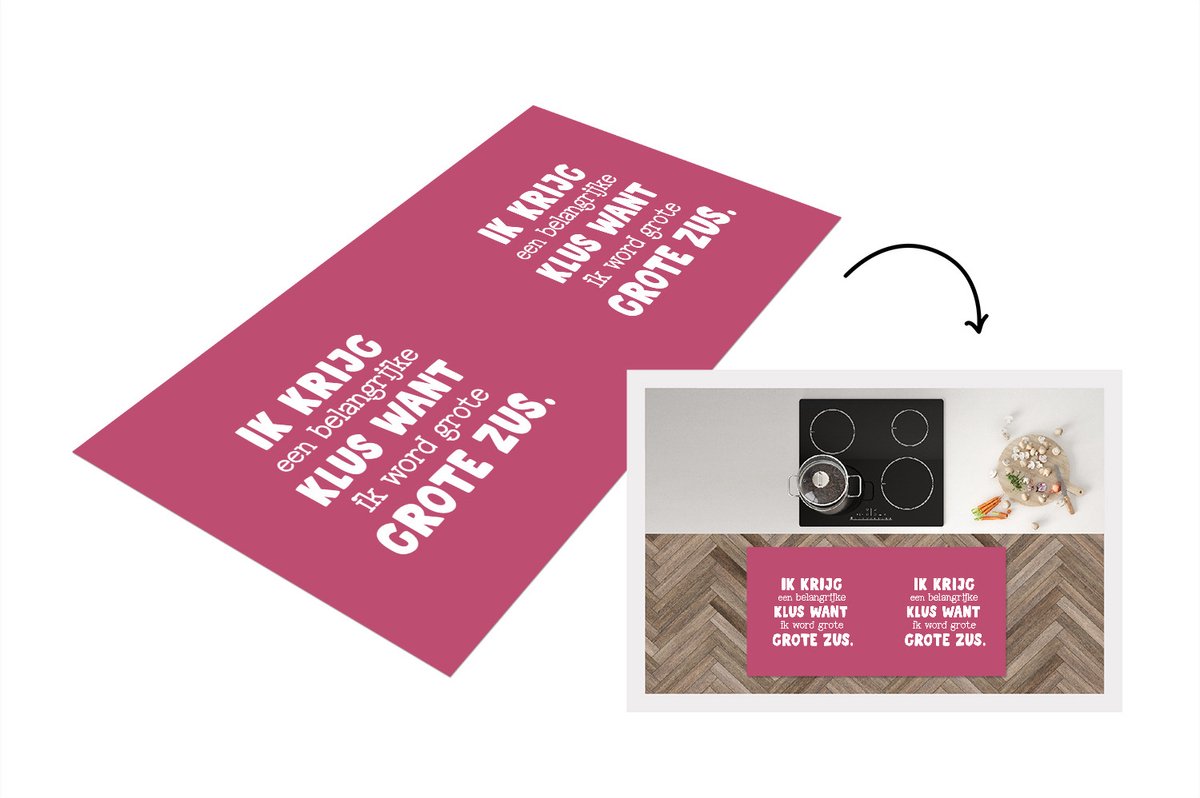 KitchenYeah Keukenloper - Loper keuken - Grote zus - Ik word grote zus - Spreuken - Quotes - Zus - 120x60 cm - Keukenloper vinyl Multicolor