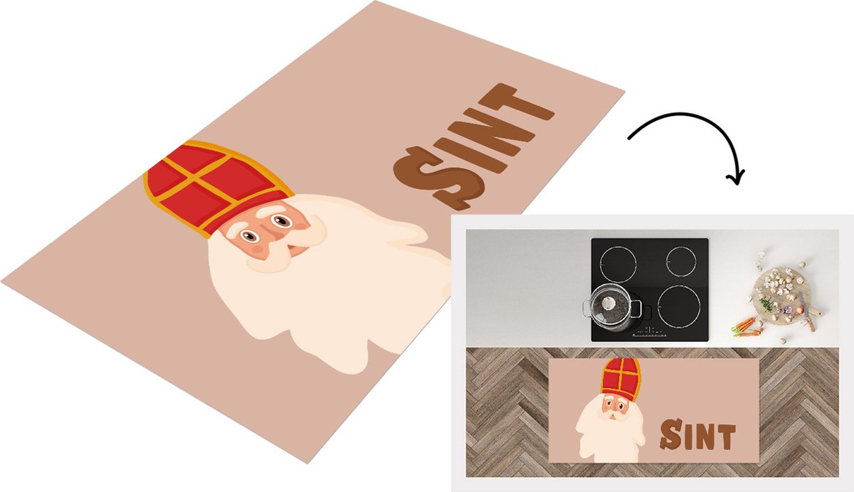 KitchenYeah Keukenloper - Loper keuken - Sint - Chocolade - Sinterklaas - 120x60 cm - Keukenloper vinyl Multicolor