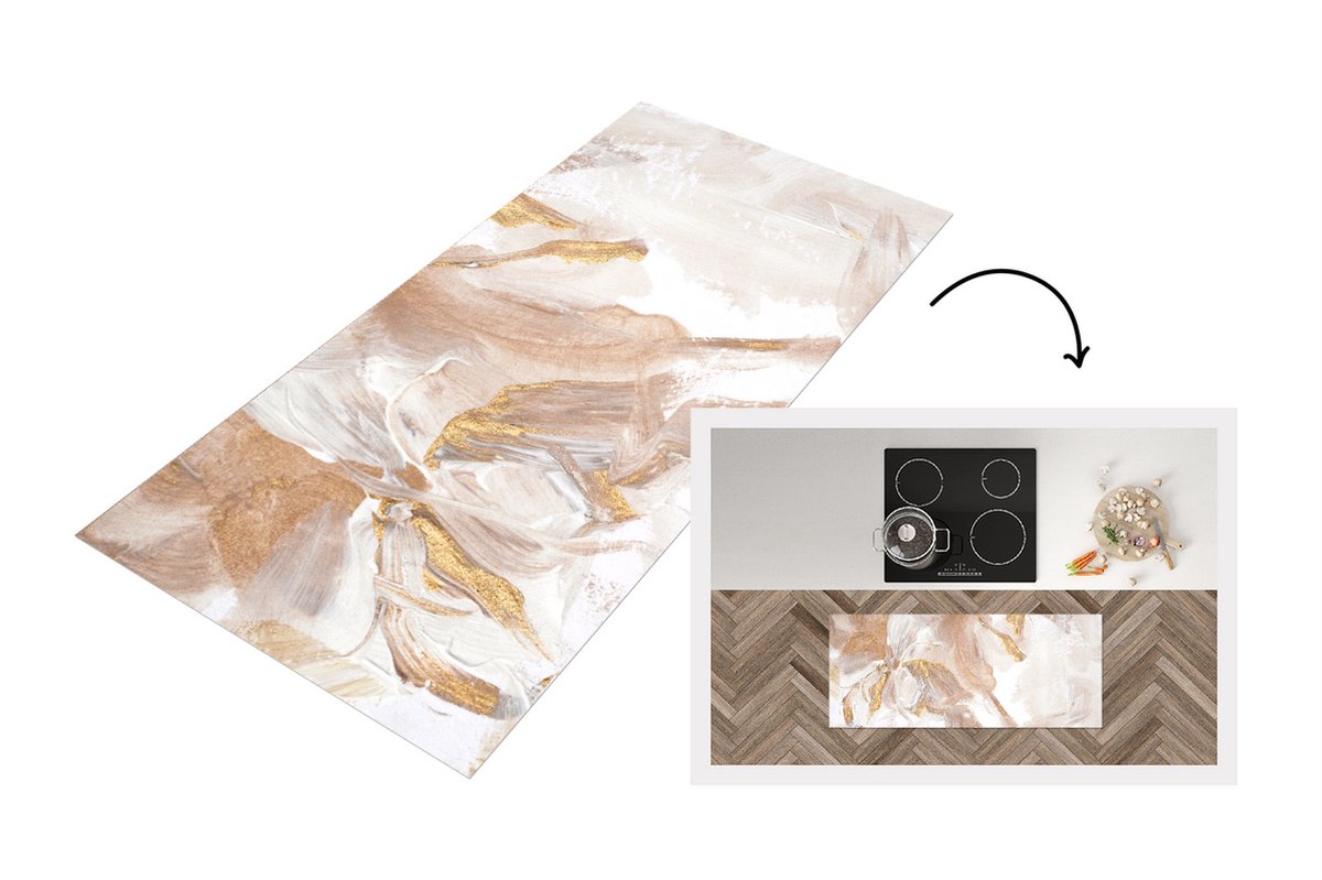 KitchenYeah Keukenloper - Loper keuken - Verf - Goud - Glitter - 120x50 cm - Keukenloper vinyl Multicolor