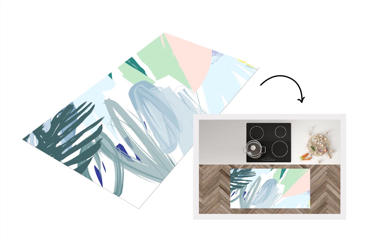 KitchenYeah Keukenloper - Loper keuken - Zomer - Abstract - Vlek - 120x60 cm - Keukenloper vinyl Multicolor