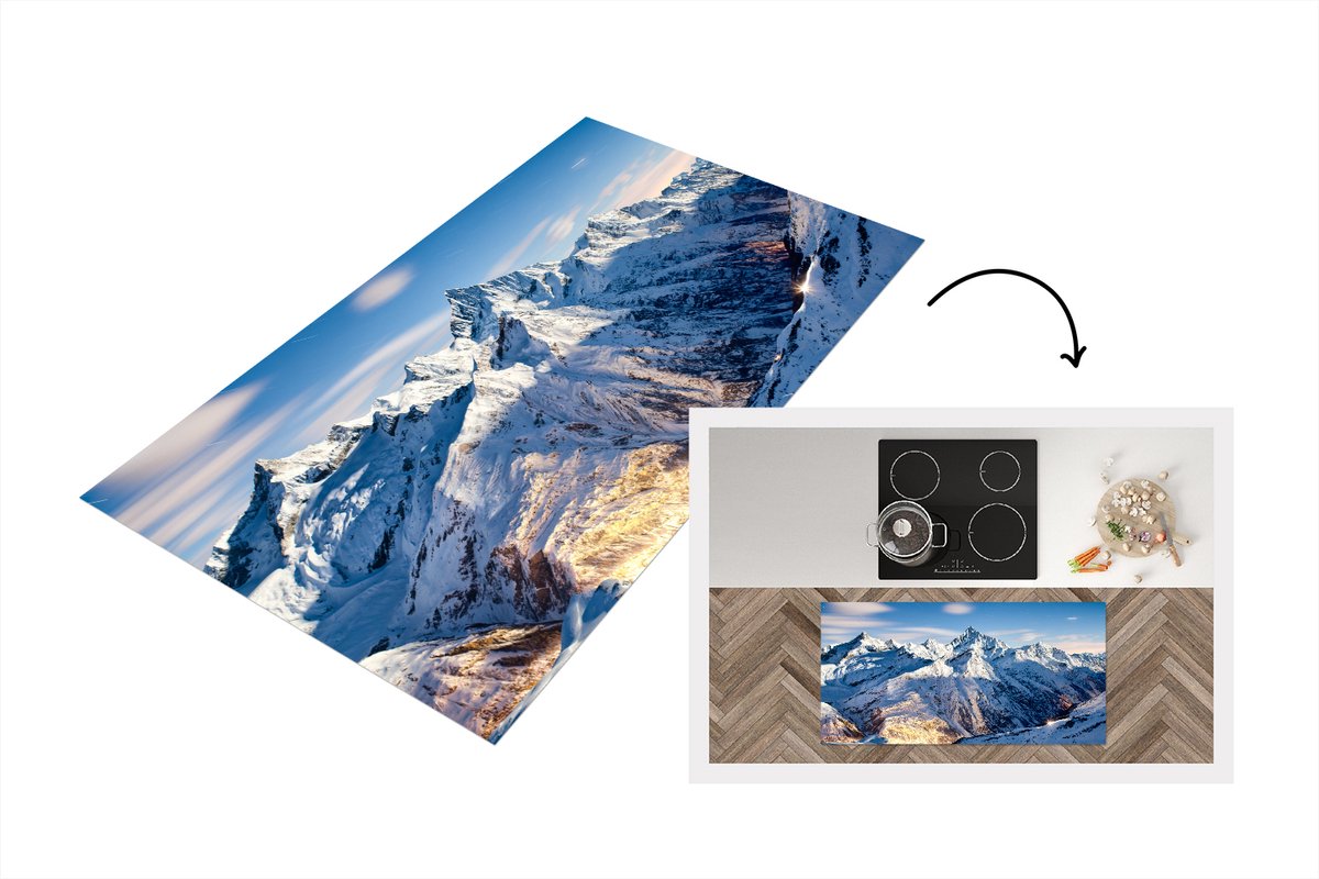 KitchenYeah Keukenloper - Loper keuken - Alpen - Berg - Sneeuw - Keukenloper vinyl Multicolor