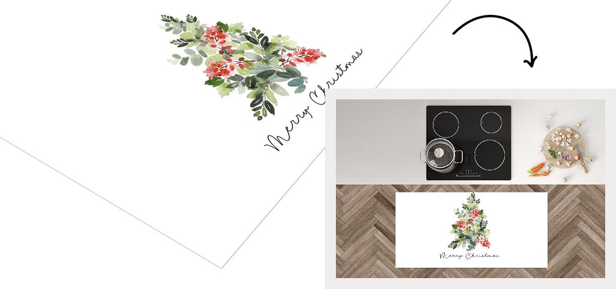 KitchenYeah Keukenloper - Loper keuken - Kerst - Quote - Kerstboom - 120x60 cm - Keukenloper vinyl Multicolor