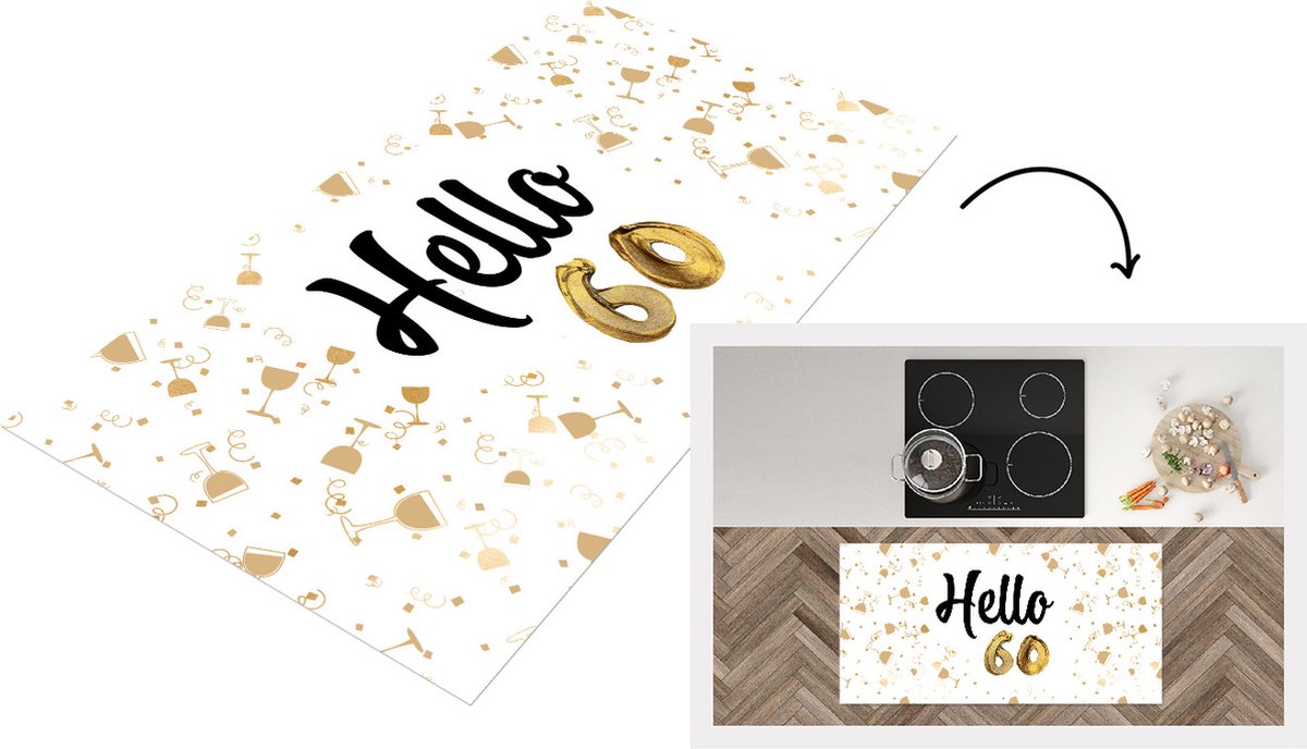 KitchenYeah Keukenloper - Loper keuken - Verjaardag - 60 jaar - Versiering - 120x60 cm - Keukenloper vinyl Multicolor