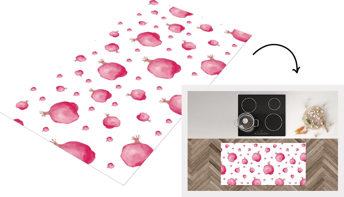 KitchenYeah Keukenloper - Loper keuken - Granaatappel - Fruit - Patronen - 120x60 cm - Keukenloper vinyl Multicolor