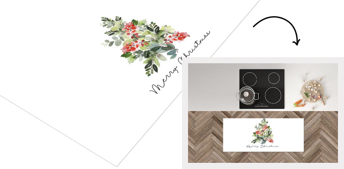 KitchenYeah Keukenloper - Loper keuken - Kerst - Quote - Kerstboom - 120x50 cm - Keukenloper vinyl Multicolor