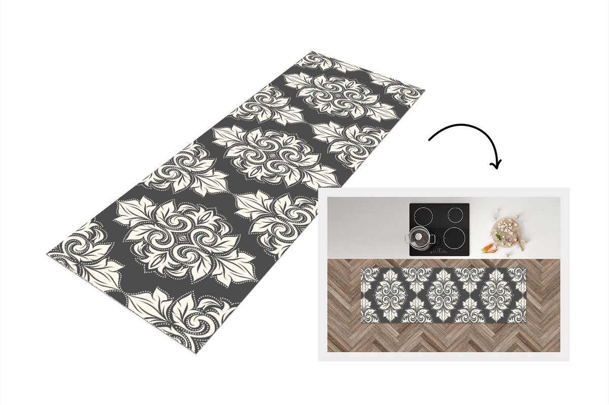 KitchenYeah Keukenloper - Loper keuken - Patronen - Ruit - Jaren 20 - Keukenloper vinyl multicolor, foto 3
