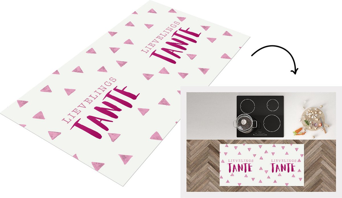 KitchenYeah Keukenloper - Loper keuken - Quotes - 'Lievelingstante' - Spreuken - 120x60 cm - Keukenloper vinyl Multicolor