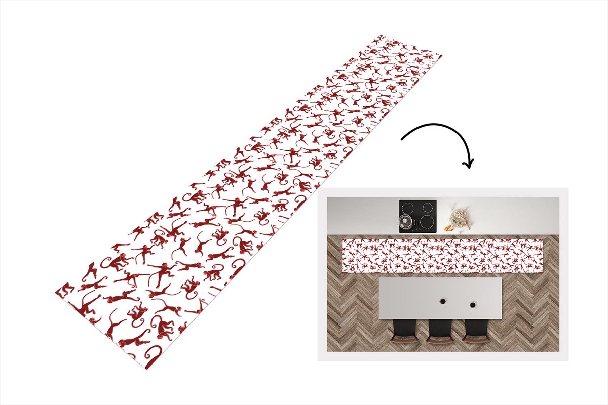 Keukenloper - Loper keuken - Patronen - Jungle - Aap - Dier - 300x50 cm - Keukenloper viny