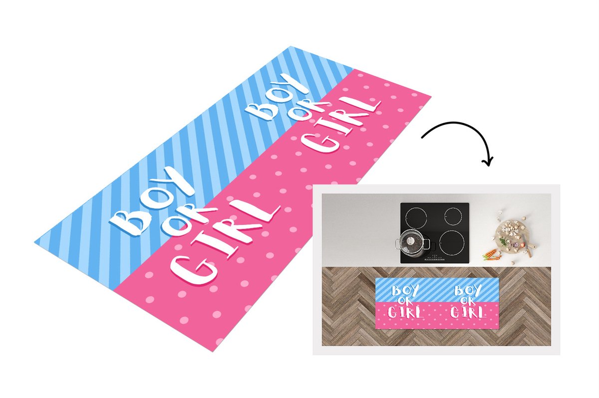 KitchenYeah Keukenloper - Loper keuken - Babyshower - Design - Quote - Baby - Boy or Girl - 120x50 cm - Keukenloper vinyl Multicolor