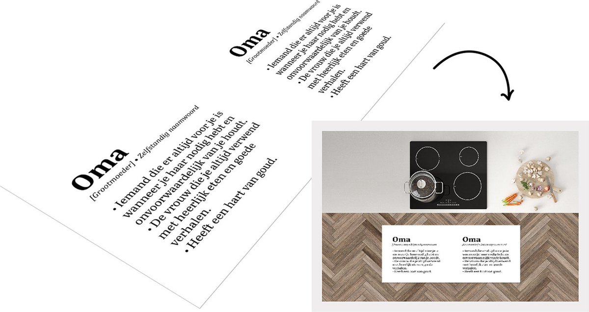 KitchenYeah Keukenloper - Loper keuken - Woordenboek - Quotes - 'Oma' - Spreuken - 120x50 cm - Keukenloper vinyl Multicolor