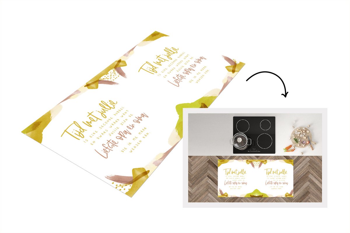 KitchenYeah Keukenloper - Loper keuken - Quotes - Groen - 'Tijd met jullie.... liefste opa en oma' - Spreuken - 120x60 cm - Keukenloper vinyl Multicolor