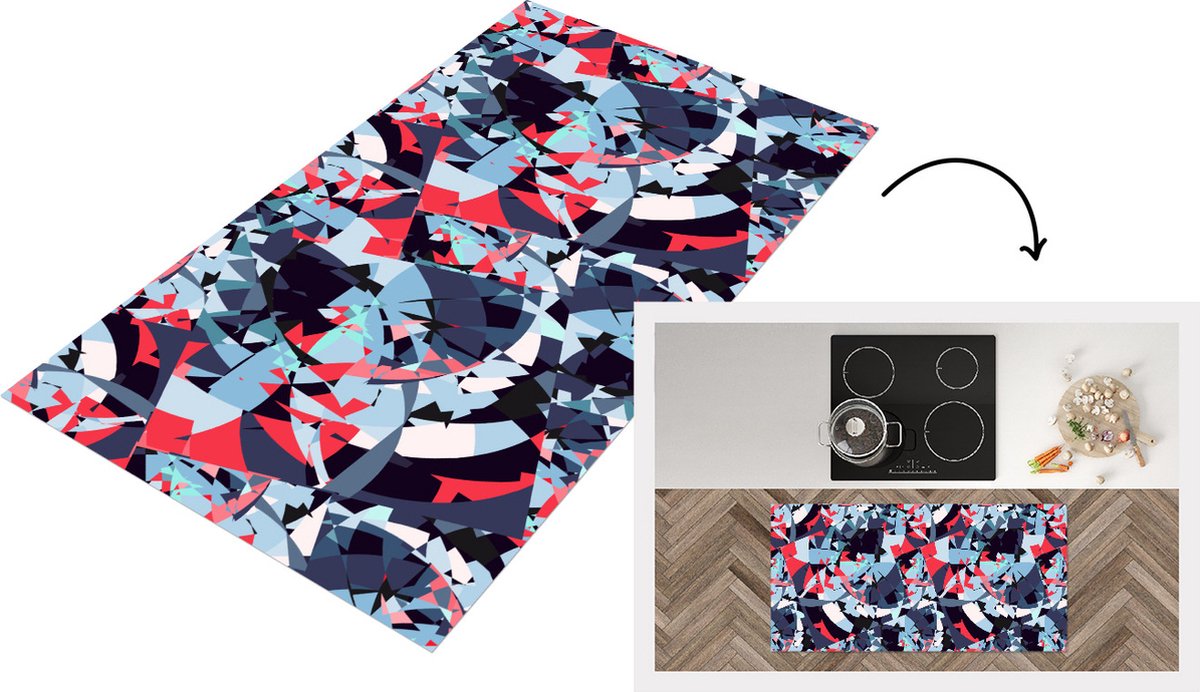 KitchenYeah Keukenloper - Loper keuken - Patroon - Abstract - Versiering - 120x60 cm - Keukenloper vinyl Multicolor