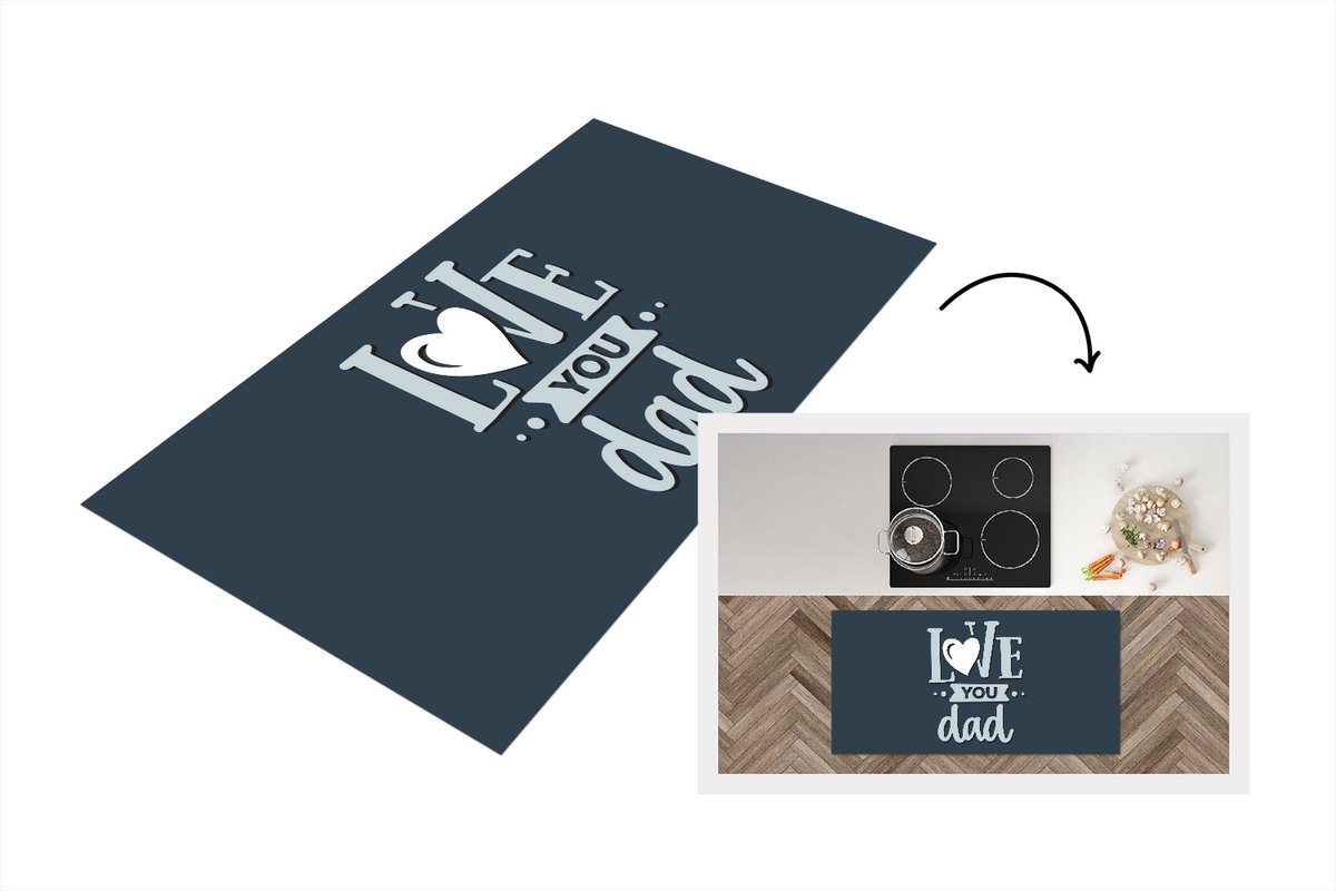 KitchenYeah Keukenloper - Loper keuken - Vaderdag - Spreuken - Quotes - Love you dad - 120x60 cm - Keukenloper vinyl Multicolor