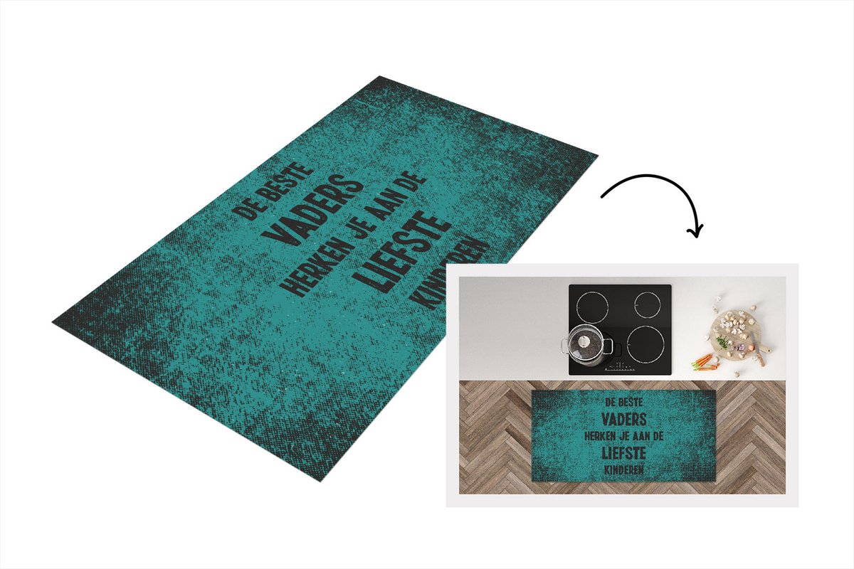 KitchenYeah Keukenloper - Loper keuken - Vader cadeautjes - Spreuken - Vaderdag - De beste vaders - Quote - 120x60 cm - Keukenloper vinyl Multicolor