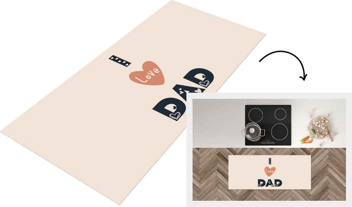 KitchenYeah Keukenloper - Loper keuken - Vaderdag - Spreuken - Quotes - I love dad - 120x50 cm - Keukenloper vinyl Multicolor
