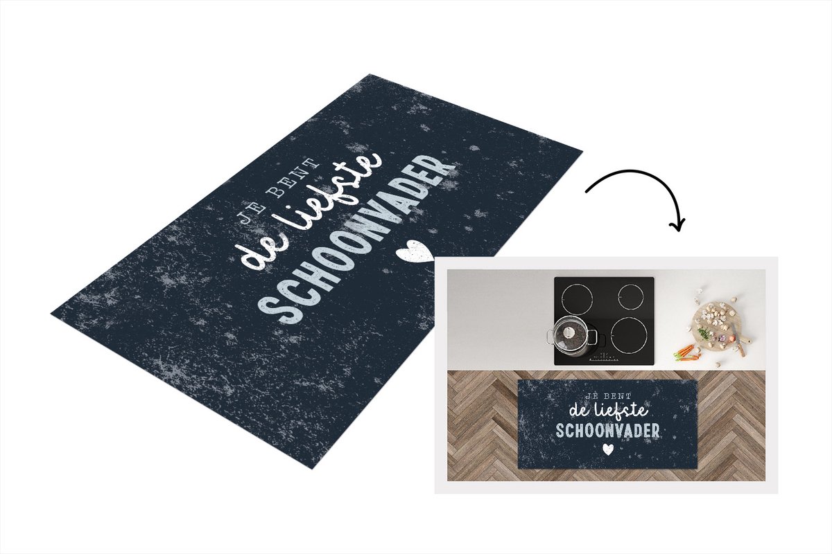 KitchenYeah Keukenloper - Loper keuken - Vaderdag kado - Quote - Schoonvader - Je bent de liefste schoonvader - Spreuken - 120x60 cm - Keukenloper vinyl Multicolor