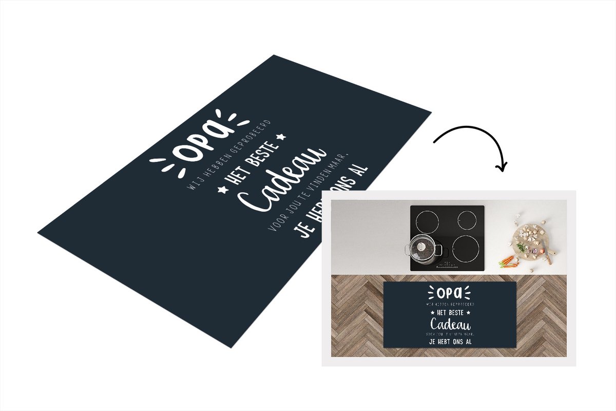 KitchenYeah Keukenloper - Loper keuken - Kado man - Opa - Spreuken - Het beste cadeau - Quote - 120x60 cm - Keukenloper vinyl Multicolor