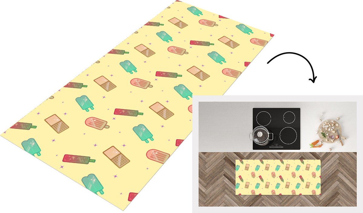 Keukenloper - Loper keuken - Patronen - IJs - Zomer - Sterren - 120x50 cm - Keukenloper vi