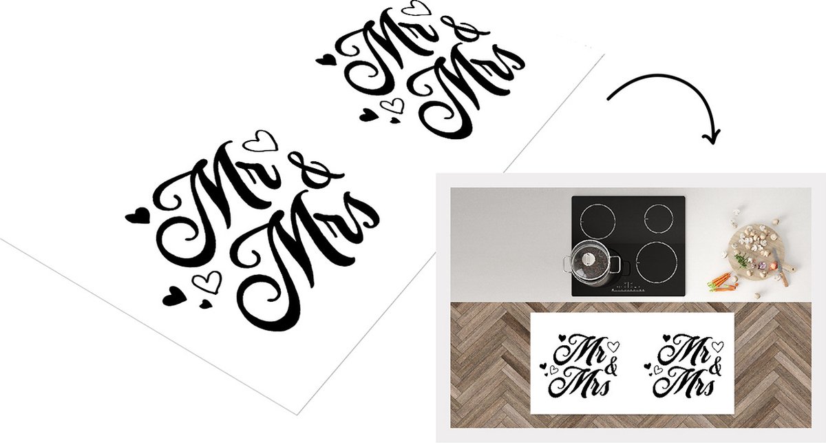 KitchenYeah Keukenloper - Loper keuken - 'Mrs & Mrs' - Quotes - Spreuken - Trouwen - 120x60 cm - Keukenloper vinyl Multicolor