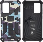 Hoesje Geschikt Voor Samsung Galaxy S20 Hoesje - Rugged Extreme Backcover Camouflage met Kickstand - Paars